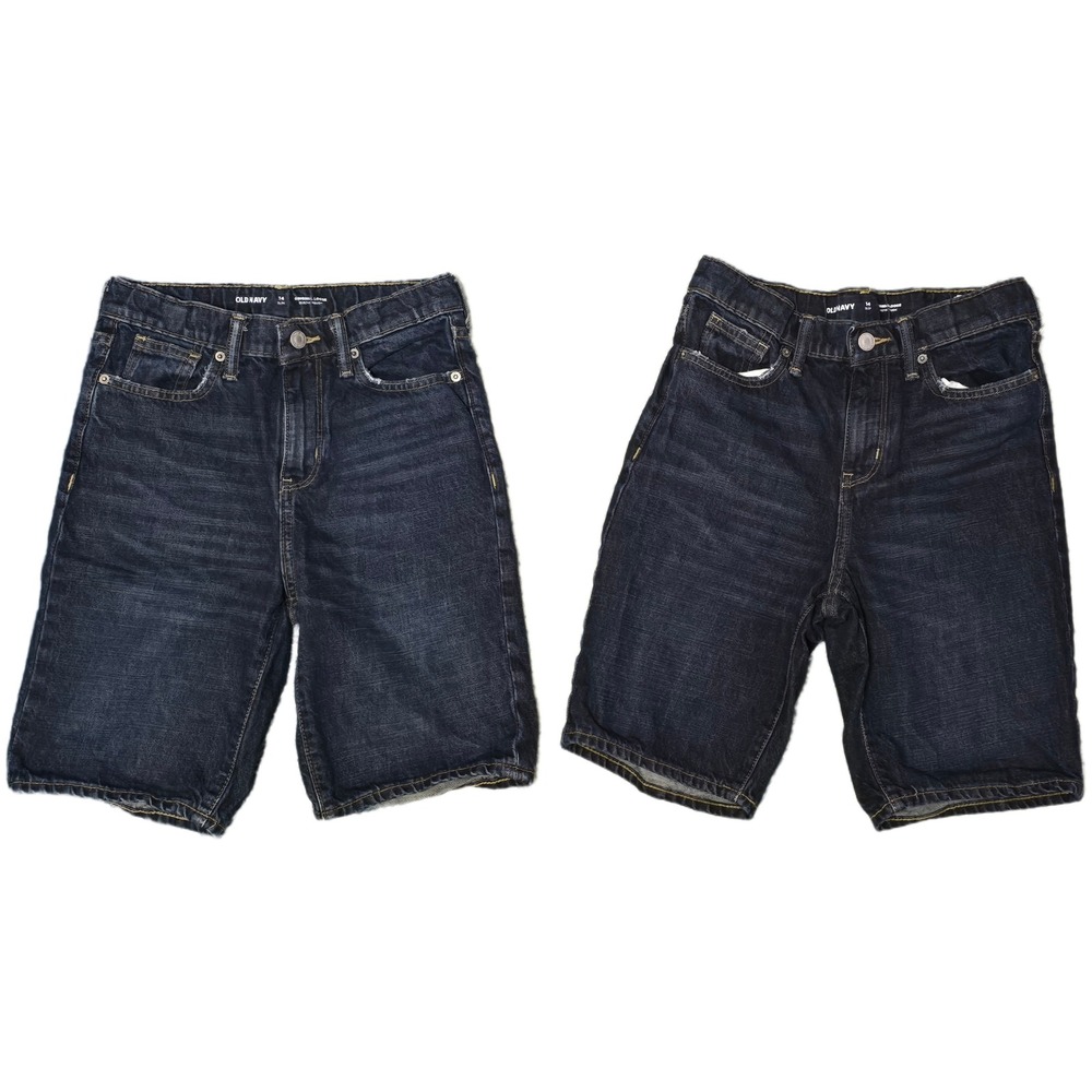 2 pair Old Navy Denim Short Kid 14 Slim Dark Wash Excellent Original Loose (B)